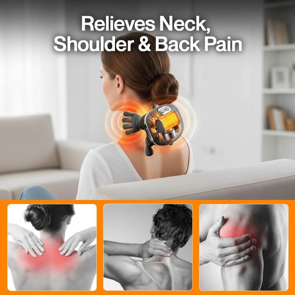 Preffers Electric Shoulder & Neck Massager – Deep Tissue Relief with Dual-Zone Heat & Palm Massag